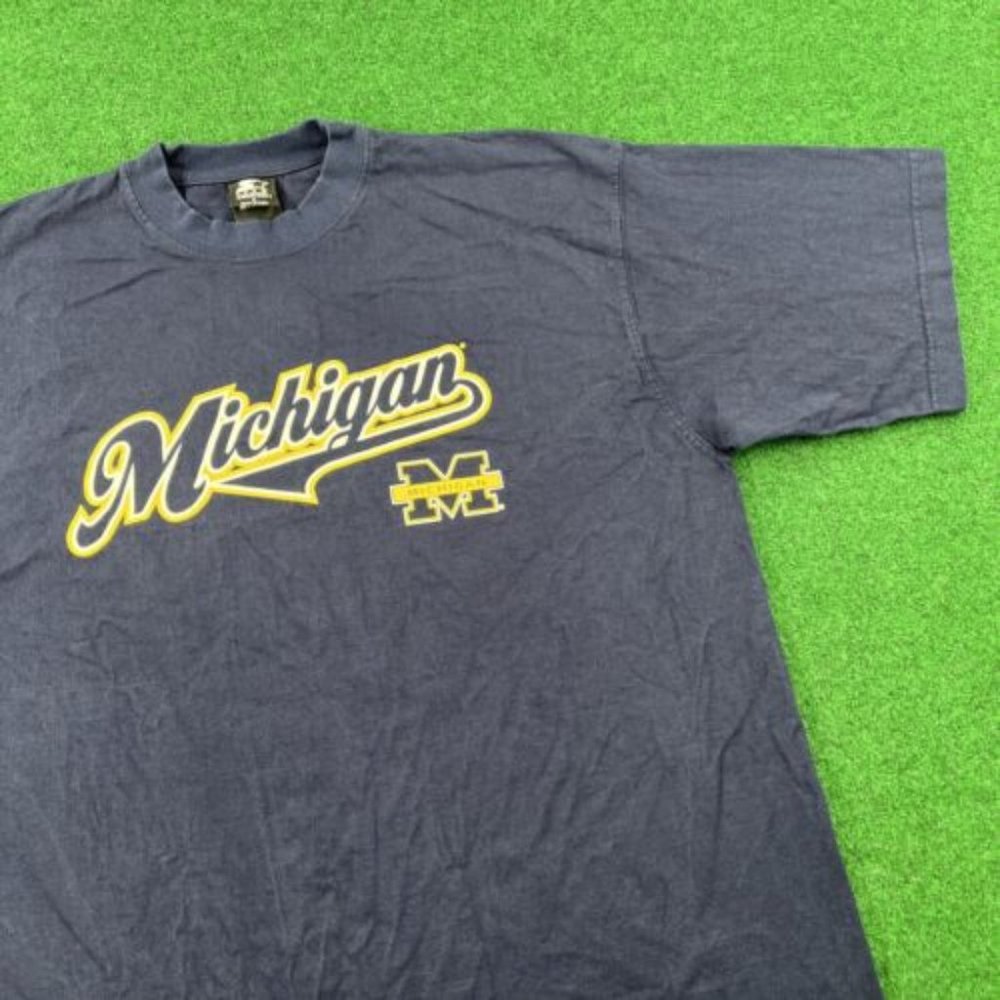 Vintage Michigan Wolverines Shirt Mens M Blue University Team Starter Brand Tee